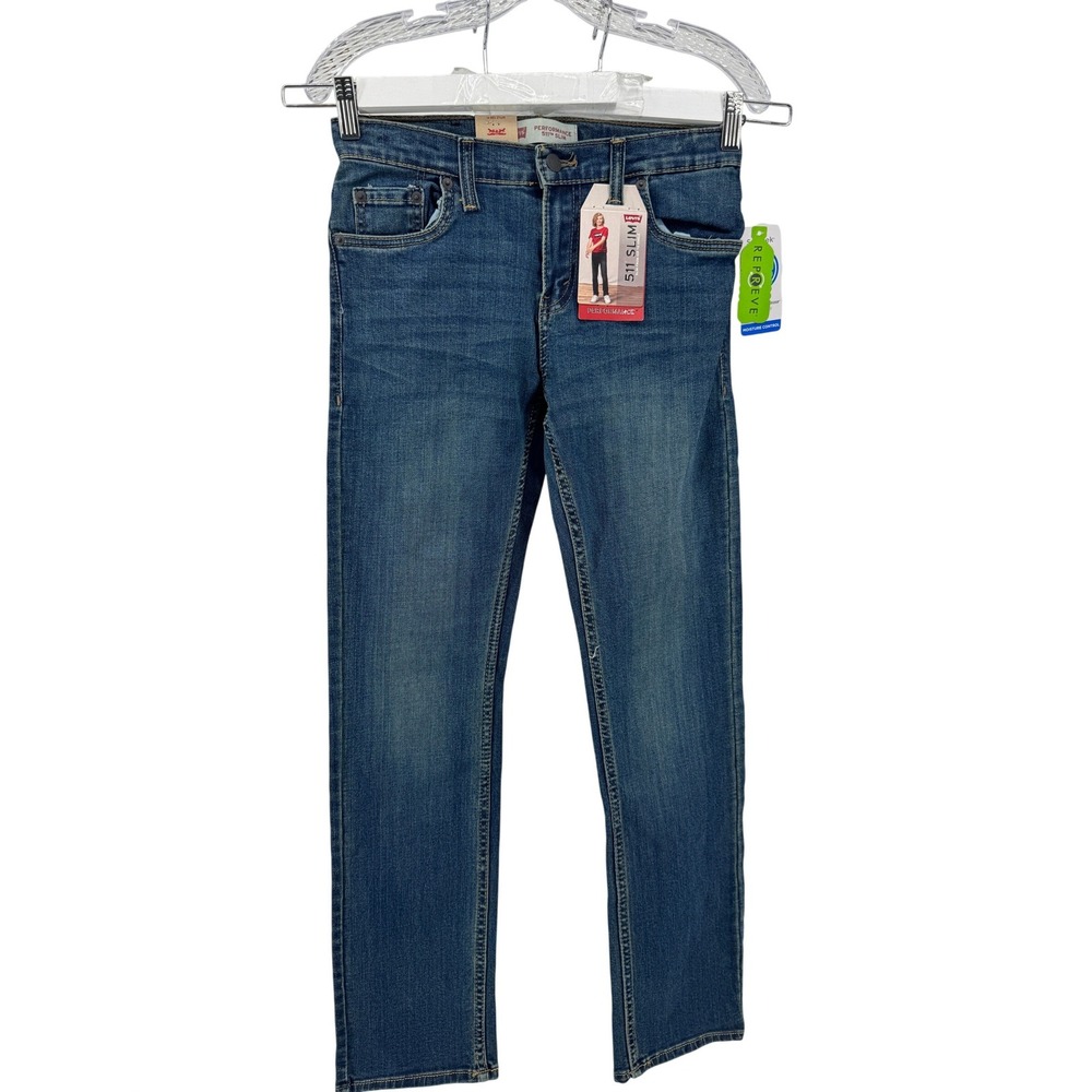 Levi's 511 Slim Jeans Boys Size 14 Blue Performance Stretch Adjustable Waist NWT